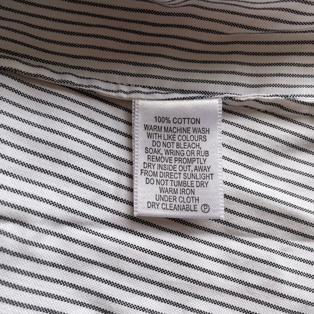SPORTSCRAFT sz 12 cotton blouse shirt Oxford pinpoint white with navy pin stripe - Picture 7 of 10